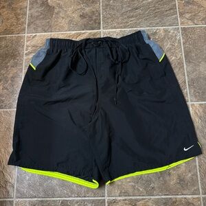 Nike Swim Shorts Mens Black Grey Green Swimsuit Lined Trunks Size XL